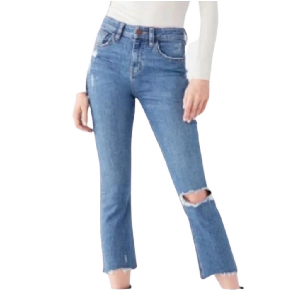 Urban Outfitters BDG Kick Flare High Rise Distressed Cropped Stretch Jeans Sz 26